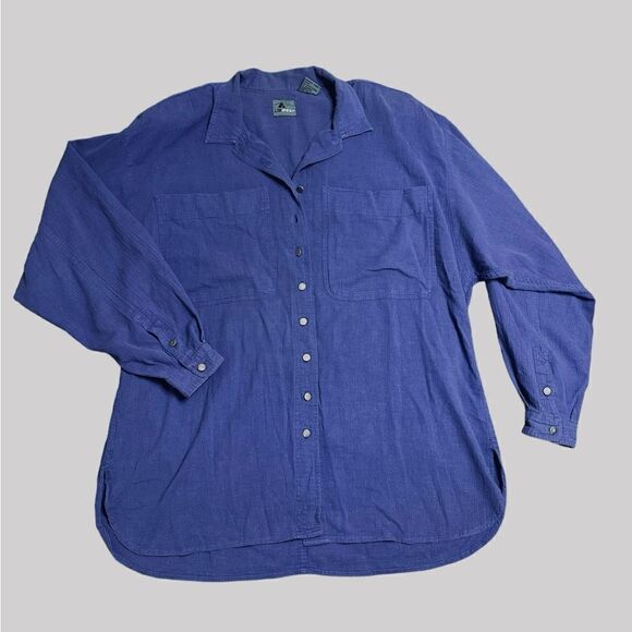 Vintage Lizwear Purple crinkly cotton long sleeve button up shirt size Large - Picture 5 of 11